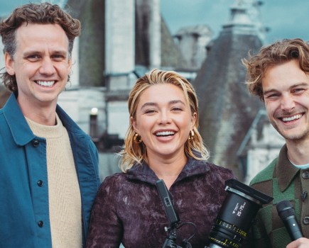 Topjaw co-founder Will Warr (left) and Jesse Burgess with actress Florence Pugh. Image Credit: Topjaw