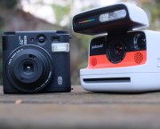 Photograph of Polaroid Flip and Instax Mini 99 instant cameras