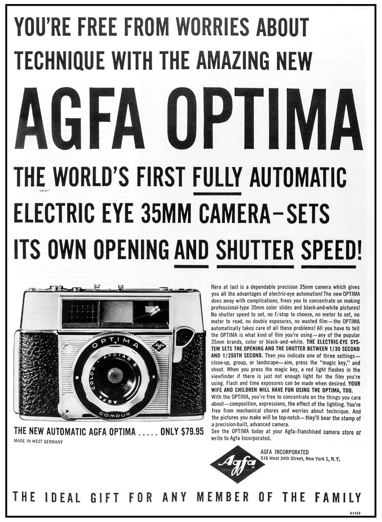 Agfa’s advertisement for the Optima went one better than the Paxette’s claims