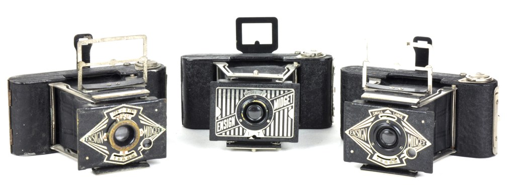 Art Deco faceplates on three Ensign Midgets
