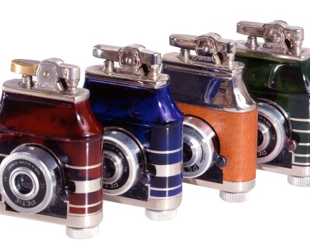 Petie cameras incorporated into Art Deco style cigarette lighters