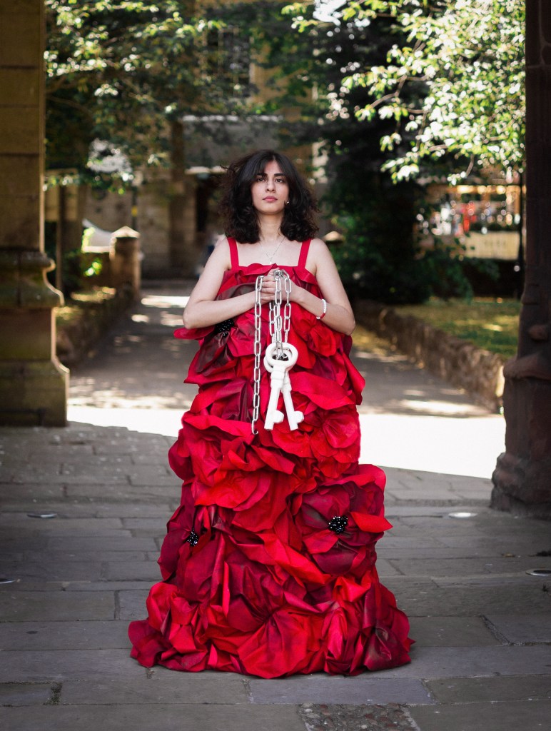 From the series, Draped in Resistance, a collective created in collaboration with Tala Lulu, an emerging recent graduate fashion designer. Image Credit: Safa B. Malik