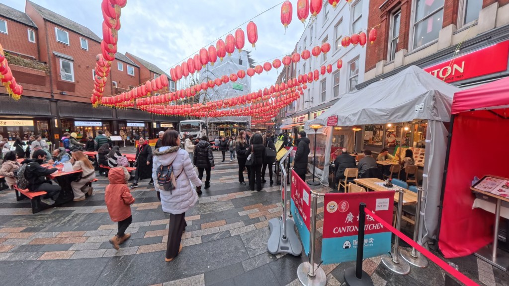 Photograph of London's Chinatown, taken on the Insta360 X5