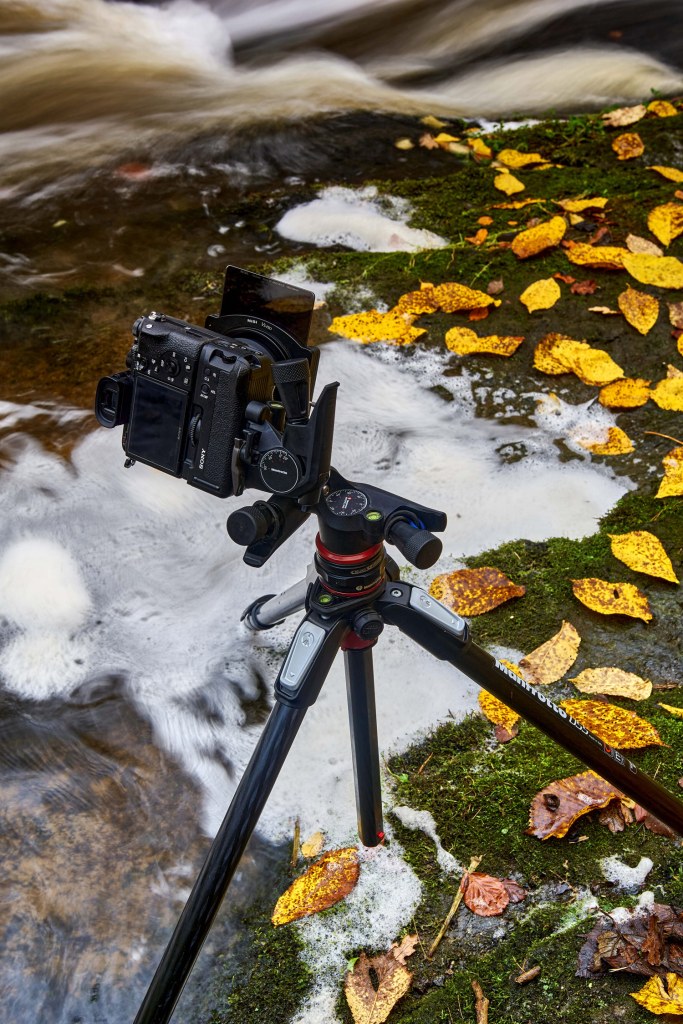 John Cuthbert's second-hand 055 carbon Manfrotto tripod with geared head, in use. Credit: John Cuthbert. SINGLE USE ONLY
