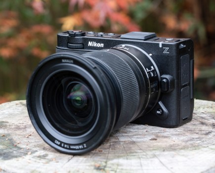 Nikon ZR with lens, three quarters view