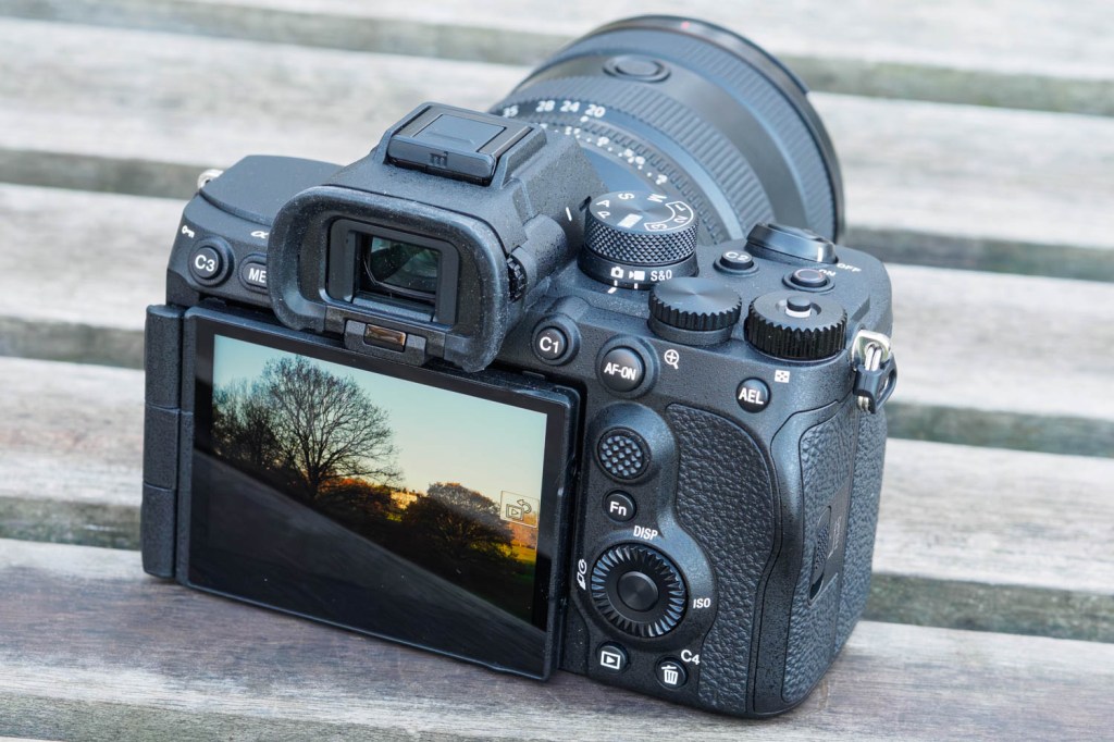 Sony Alpha A7 V rear controls.