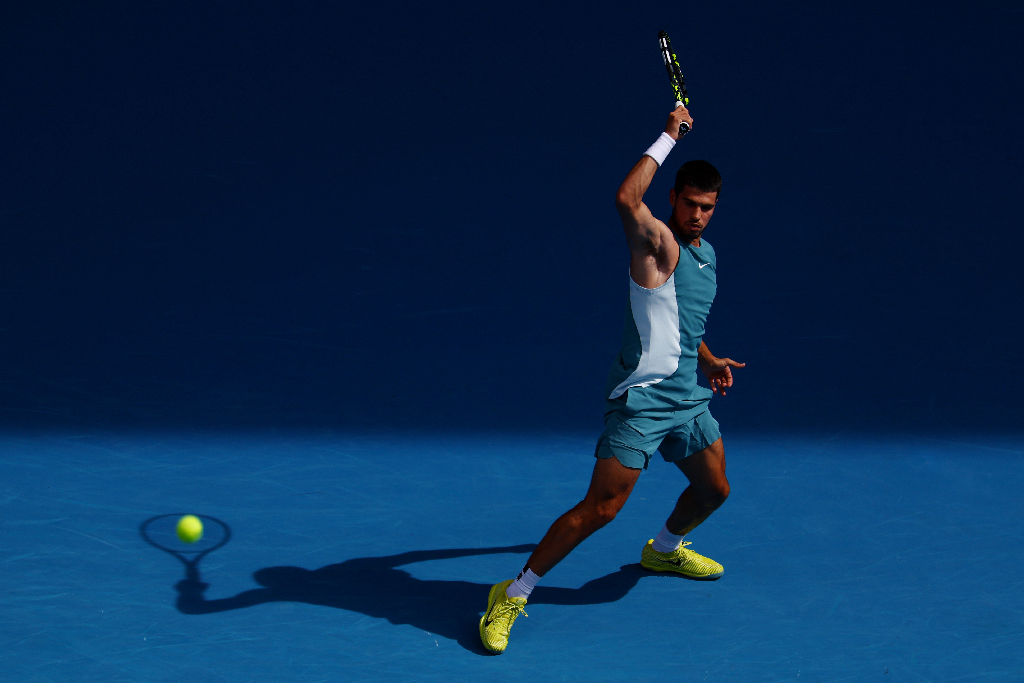 Tennis - Australian Open - Melbourne Park, Melbourne, Australia - January 19, 2025 Spain's Carlos Alcaraz in action during his fourth round match against Britain's Jack Draper Image: Edgar Su