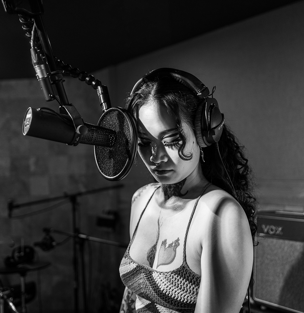 girl in a recording studio