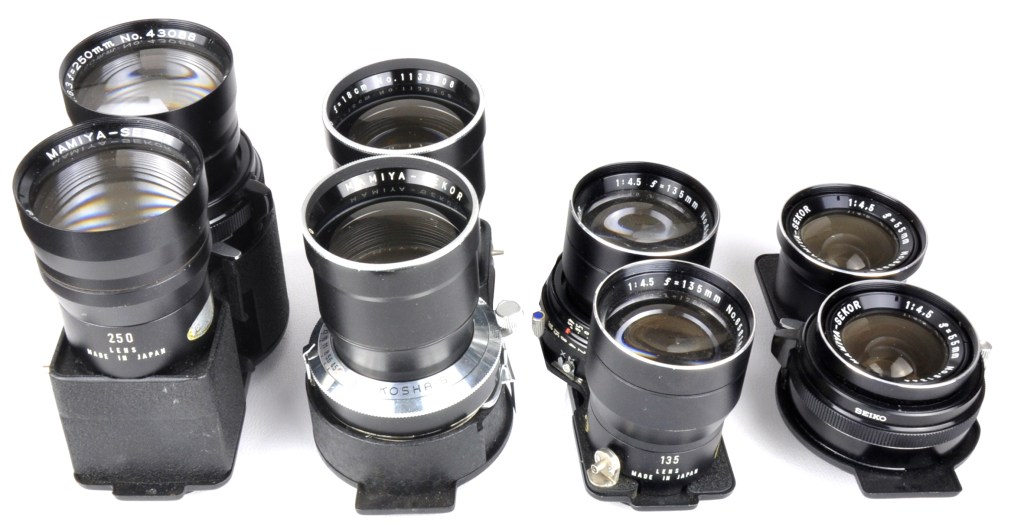 Pairs of interchangeable lenses for the Mamiya C-series TLRs