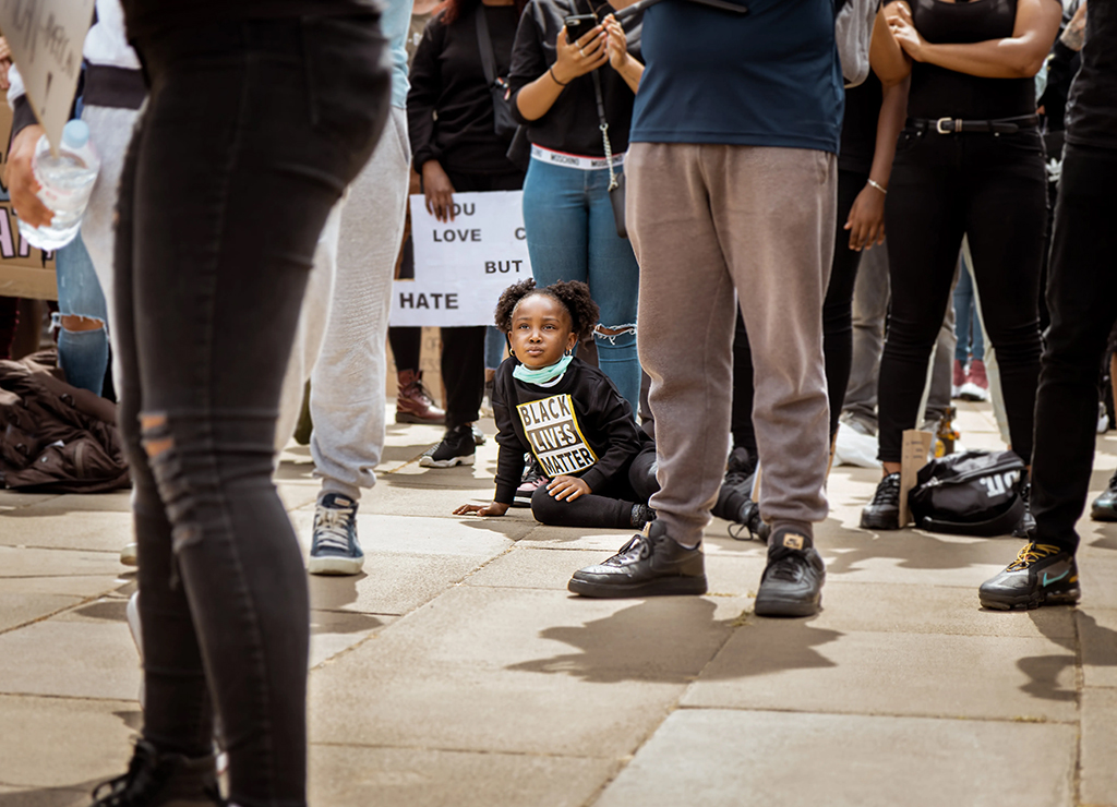 young girl at black lives matter protest