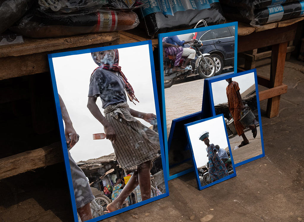 group of mirrors on the street