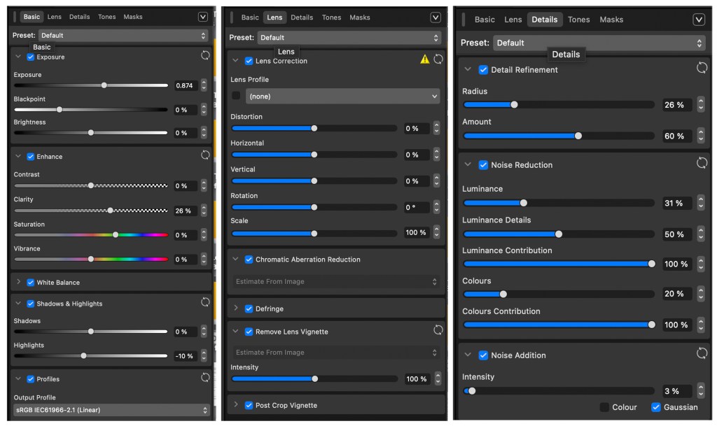 Affinity RAW editing