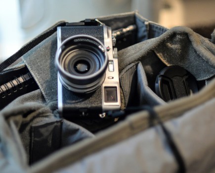 Fujifilm X100 - on top of a camera bag. Photo Rosley Majid / Getty Images
