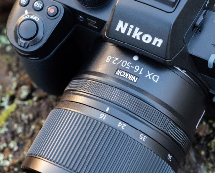 A close up of the lettering on the NIkon 16-50mm f/2.8 lens