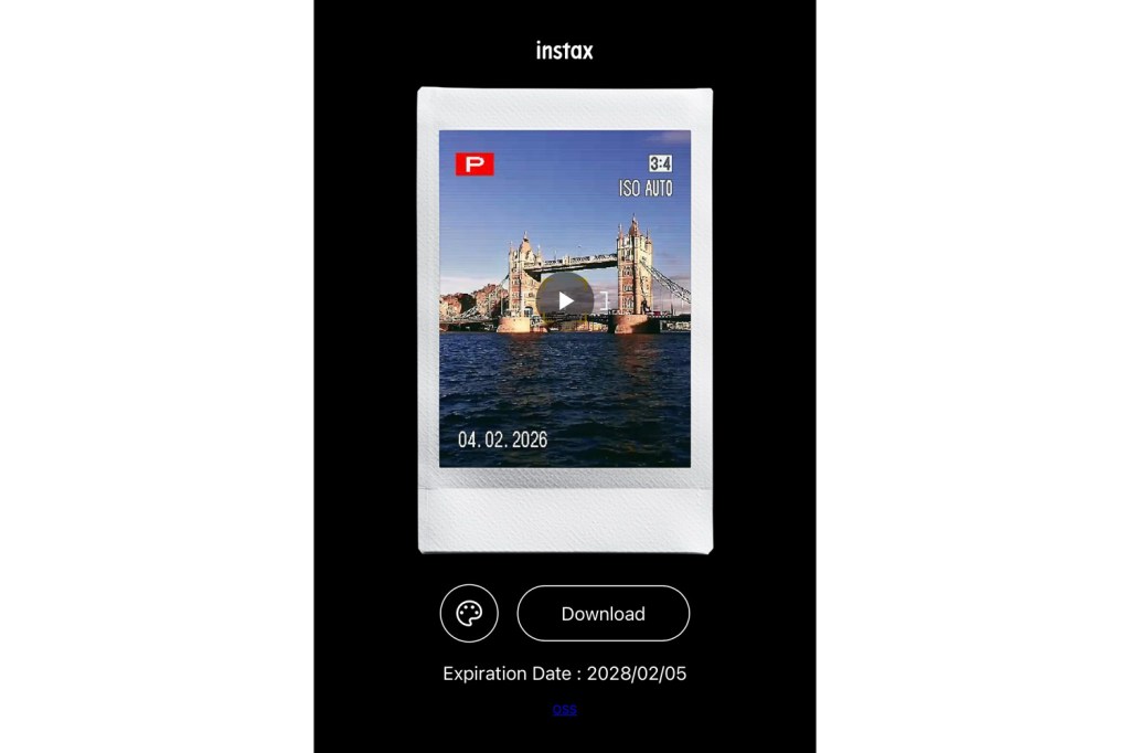 Fujifilm Instax Mini EVO Cinema video playback window 