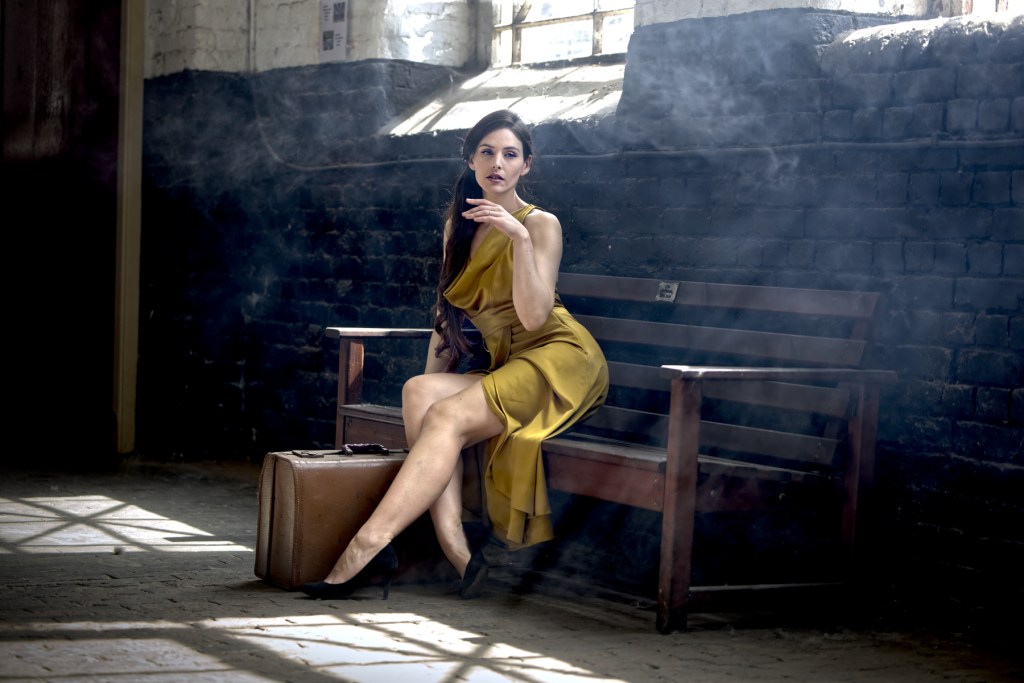 Original image, portrait ol a woman in a yellow dress
