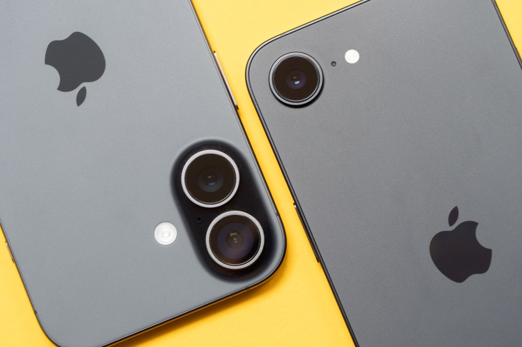 a close-up of the iPhone 17e camera next to the iPhone 16e
