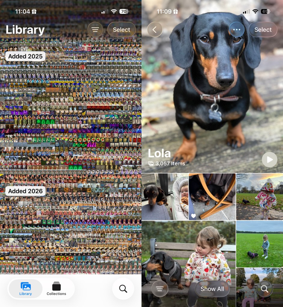 Screenshots showing my iPhone picture library