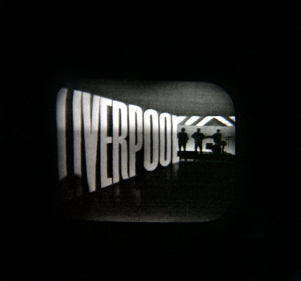 A shot taken on a tripod of a TV set during one of The Beatles first television appearances
