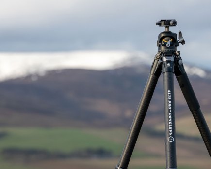 Vanguard Alta Pro 3X tripod with mountains in the background.
