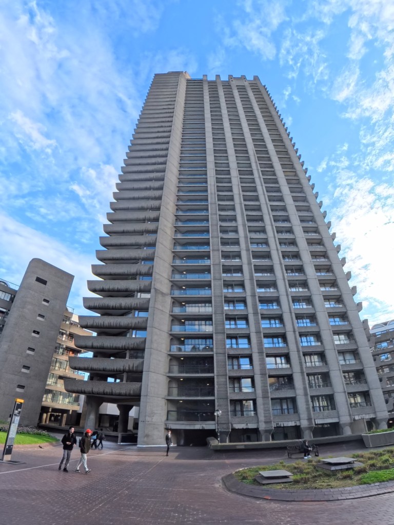 A sample image from the Insta360 X5, showing an expansive view of London's Barbican