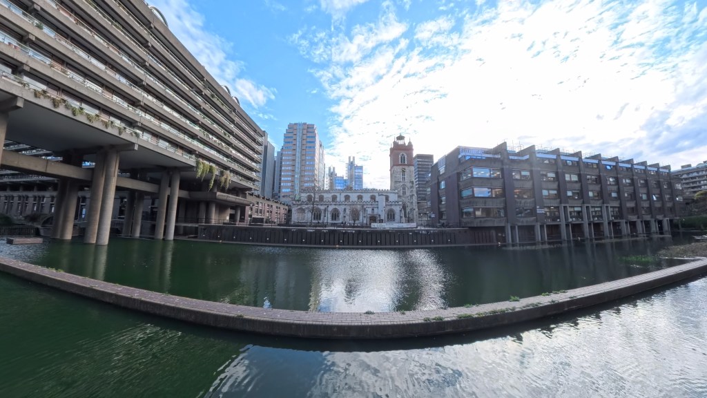 Photograph of an expansive view of London's Barbican, taken with the Insta360 X5
