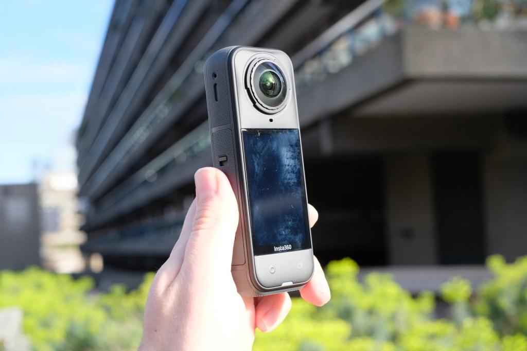 Photograph of the Insta360 X5 action camera