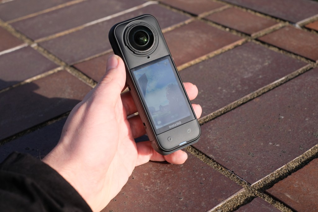 Photograph of the Insta360 X5 action camera