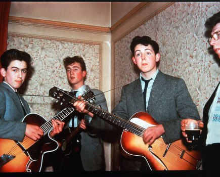George Harrison, John-Lennon and Paul-McCartney together as the Quarrymen,