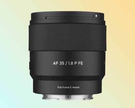 Samyang 35mm F1.8 P FE lens side view