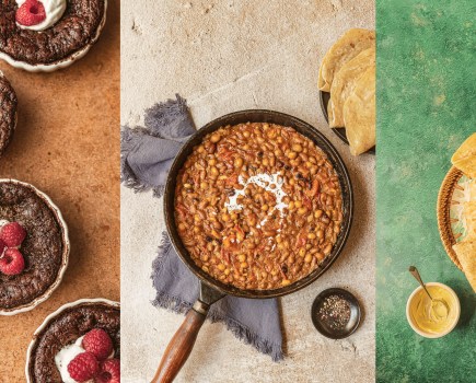 African plant-based food on various backgrounds