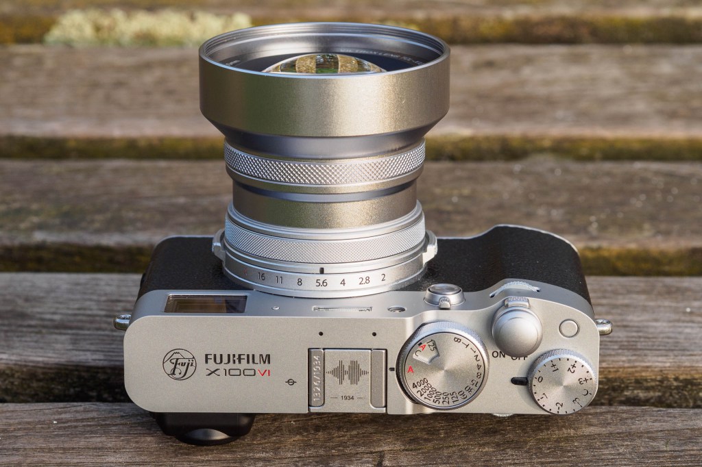 Viltrox TCL-X100VI on Fujifilm X100VI, top view. 