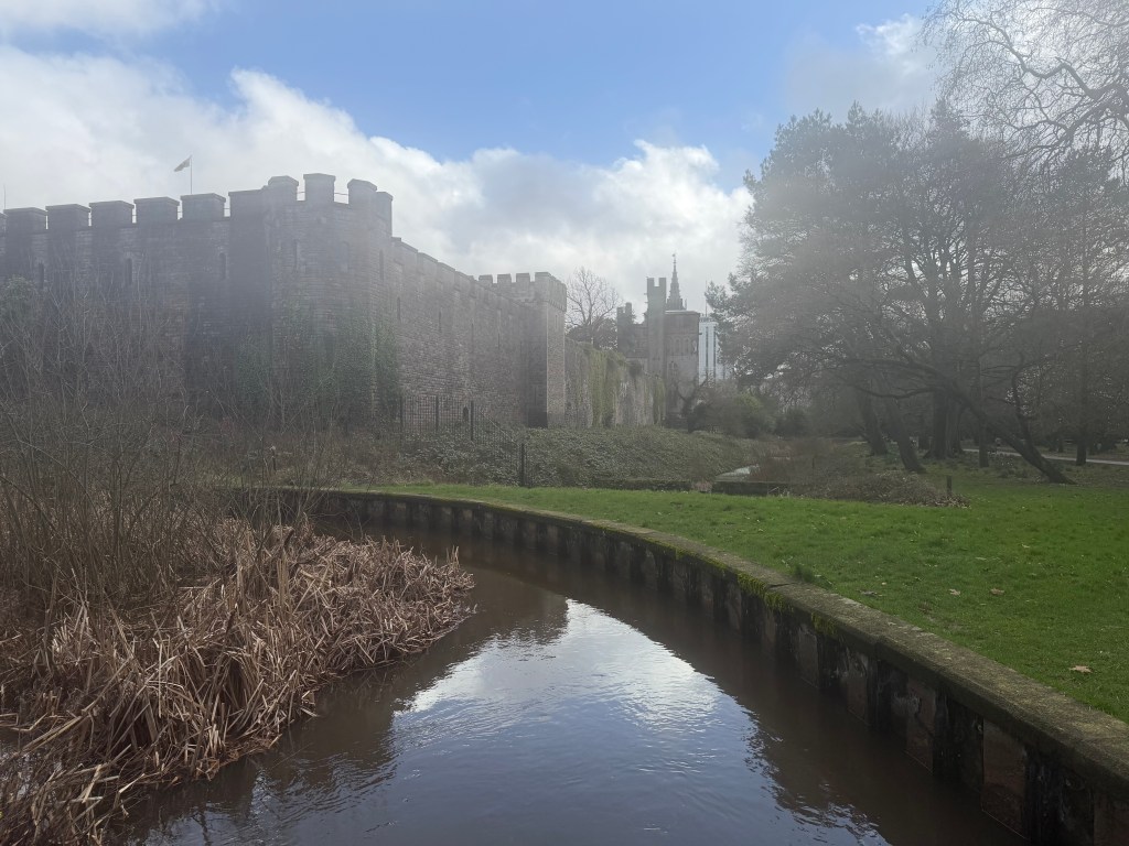 An image of Cardiff Castle, taken with an iPhone 17 Pro which has a dirty lens lens