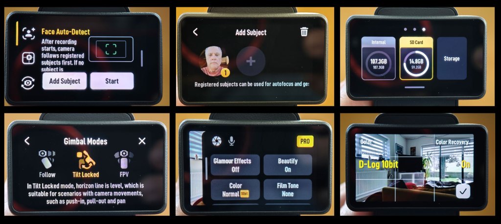 DJI Osmo Pocket 4 menu