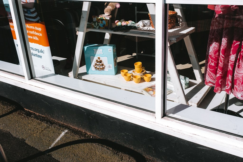 inside a shop window