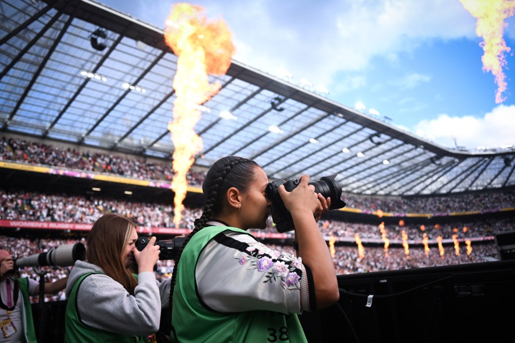 NTU student Shanni Davis pitch side ready to capture the action. Image Credit: Getty Images