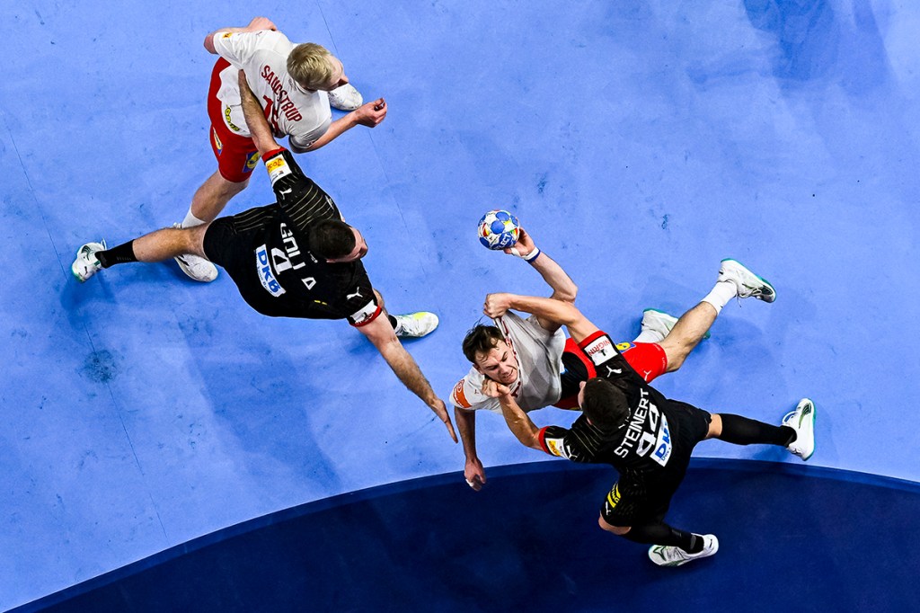 photo from above of handball players
