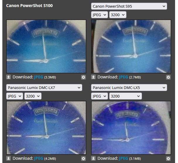 CMOS sensor cameras on the left, CCD sensor versions on the right. Source: DPReview.