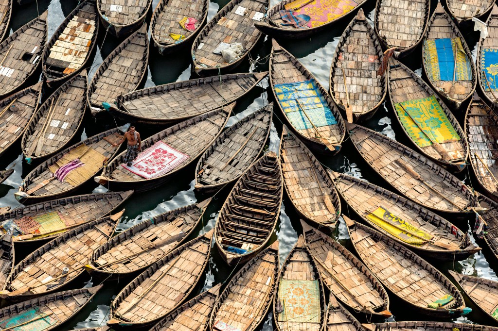 Row boats on the Buriganga River, Dhaka, Bangladesh