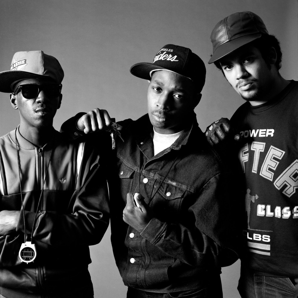 black and white portrait of Public Enemy, NYC, 1987