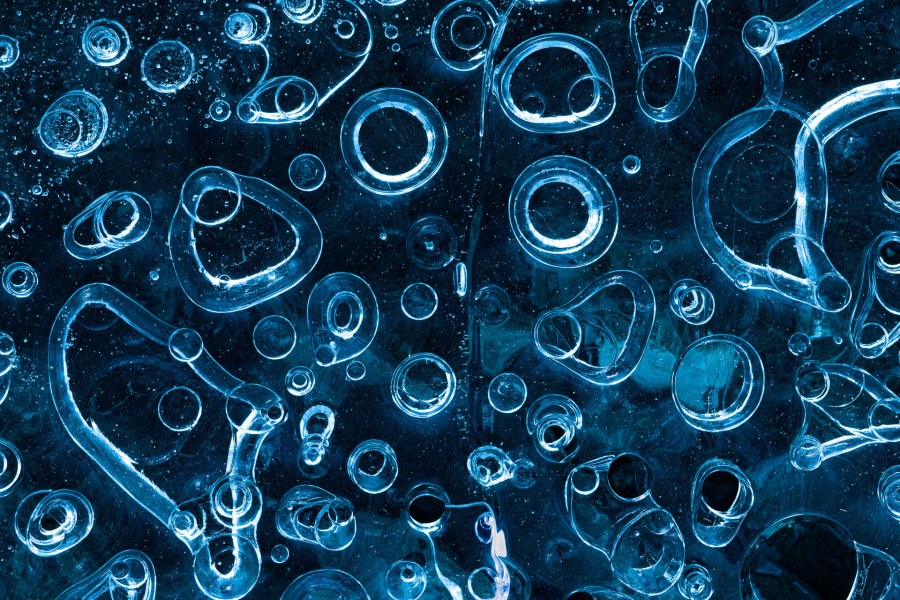 Landscape Photograph, Iceland, 2023. A melting glacier creates ice bubbles on a cave floor © Jon McCormack