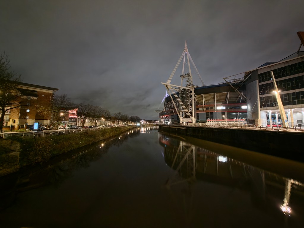 A scene in low light- the Principality Stadium in Cardiff