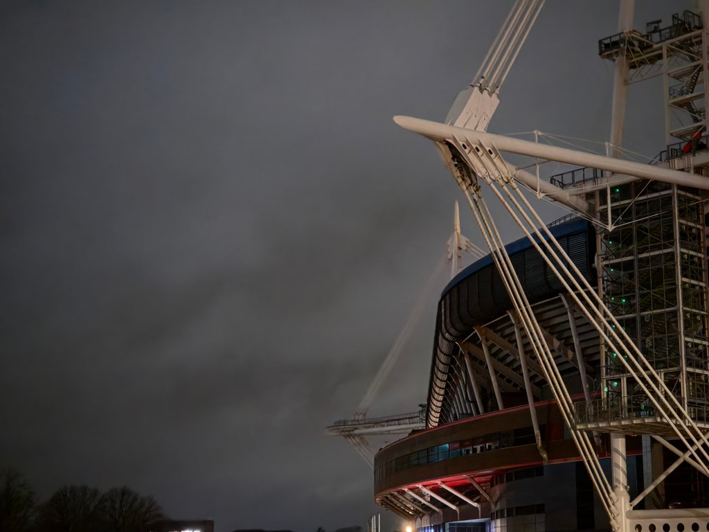 A scene in low light- the Principality Stadium in Cardiff