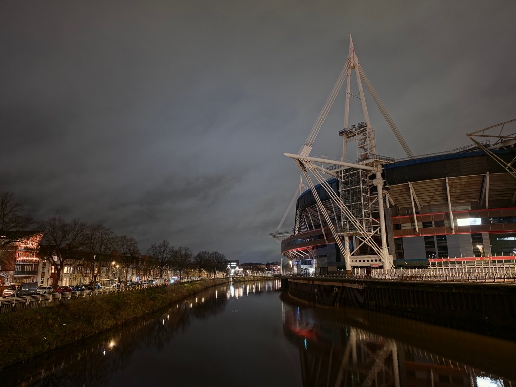 A scene in low light- the Principality Stadium in Cardiff