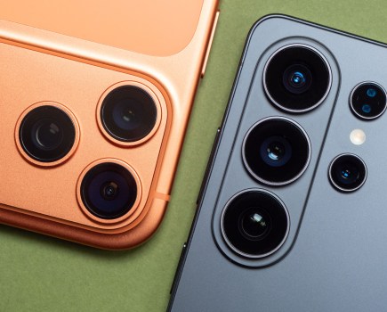 The camera units of the iPhone 17 Pro next to the camera units of the Samsung Galaxy S26 Ultra
