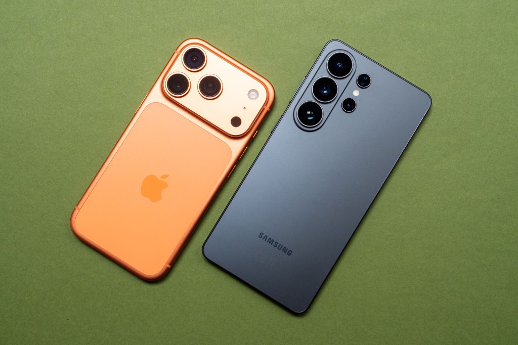 The iPhone 17 Pro next to the Samsung Galaxy S26 Ultra