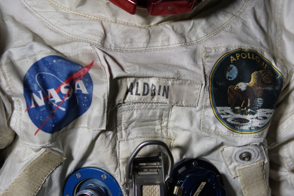 Macro images of Buzz Aldrin’s Apollo 11 A7L spacesuit, taken at the Smithsonian, Washington, DC, 2014, showing the weave of the fabric and the stitching in intimate detail