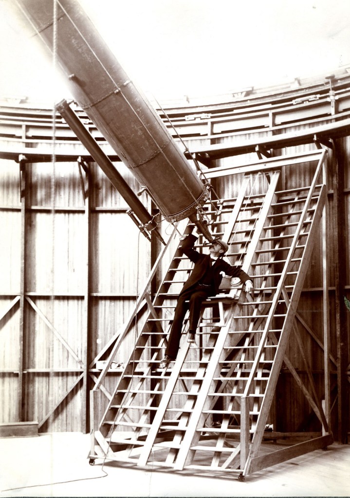 Percival Lowell observing through the 24-inch Clark Telescope, c.1897.