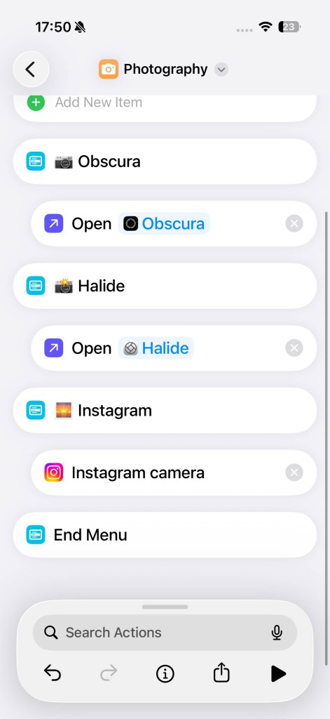 Action button shortcuts (Instagram)