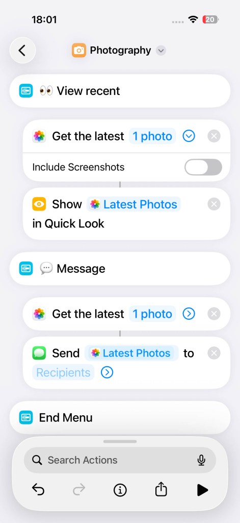 Action button shortcuts bigger picture